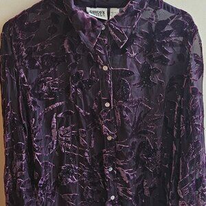 Chico's L Purple Burn Out Shirt